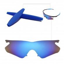 New Walleva Ice Blue Replacement Lenses + Blue Earsocks For Oakley M Frame Heater Sunglasses